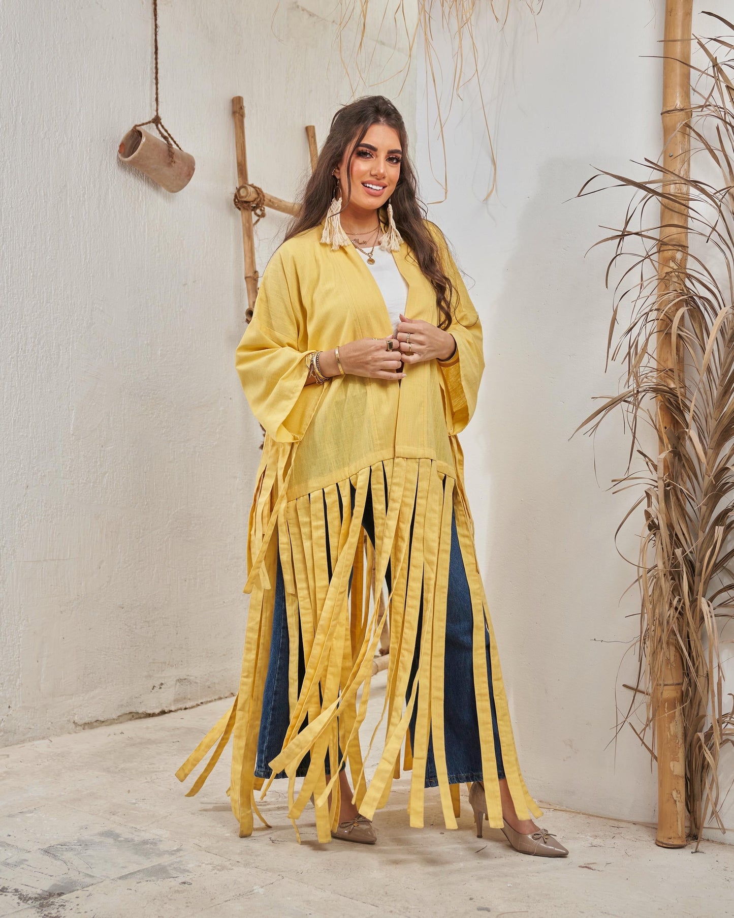 Yellow Fluffy Abaya