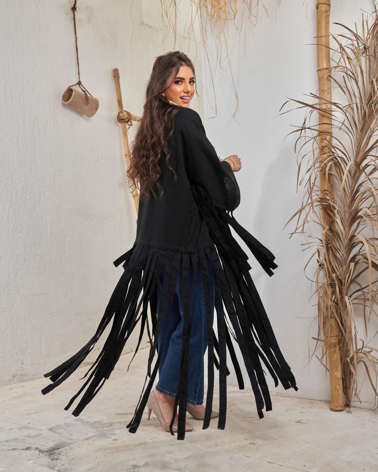 Black Fluffy Abaya