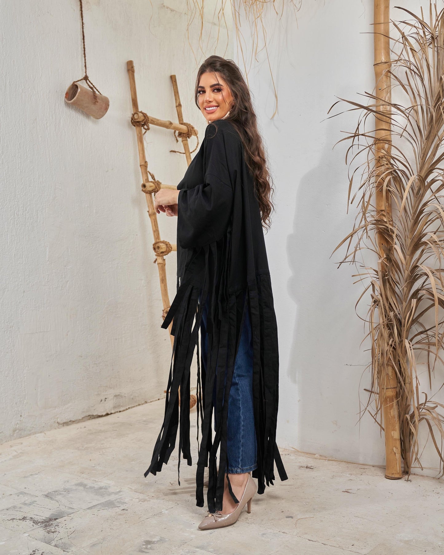 Black Fluffy Abaya