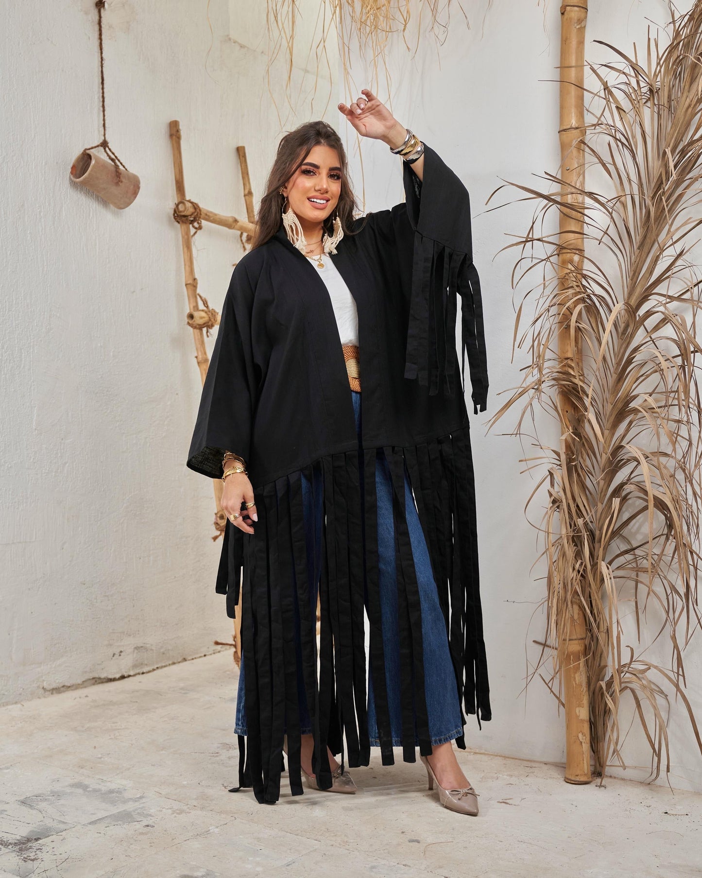 Black Fluffy Abaya