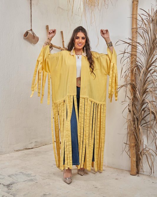 Yellow Fluffy Abaya