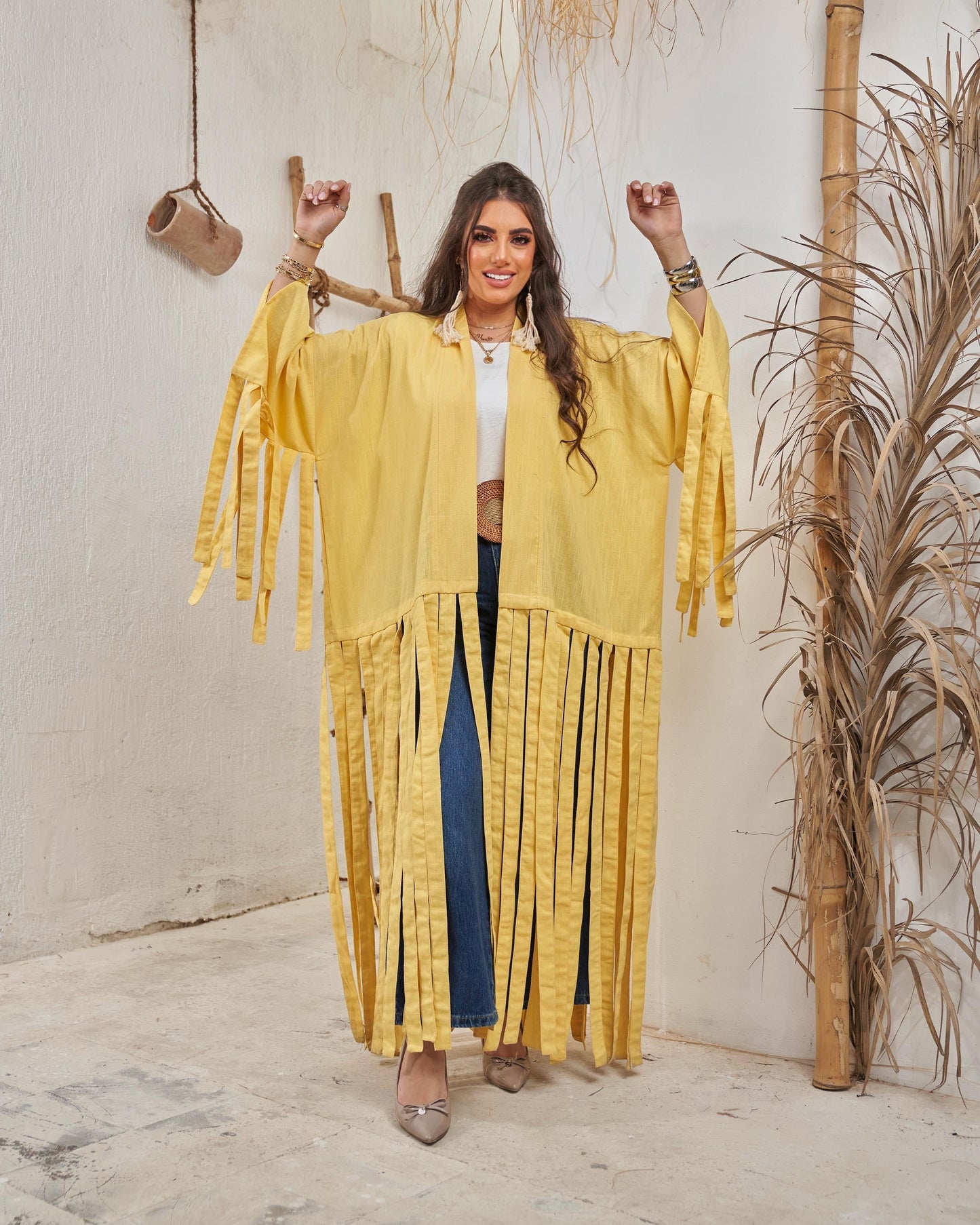 Yellow Fluffy Abaya