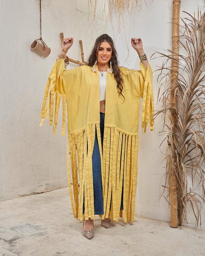Yellow Fluffy Abaya