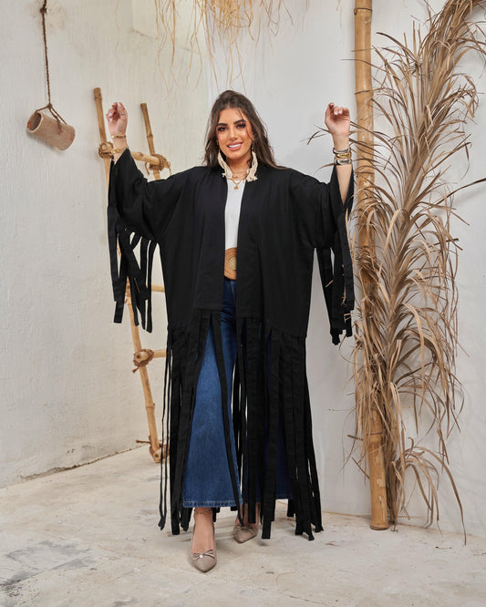 Black Fluffy Abaya