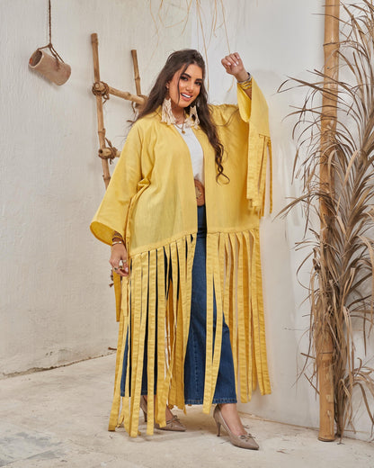 Yellow Fluffy Abaya