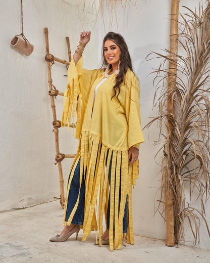 Yellow Fluffy Abaya