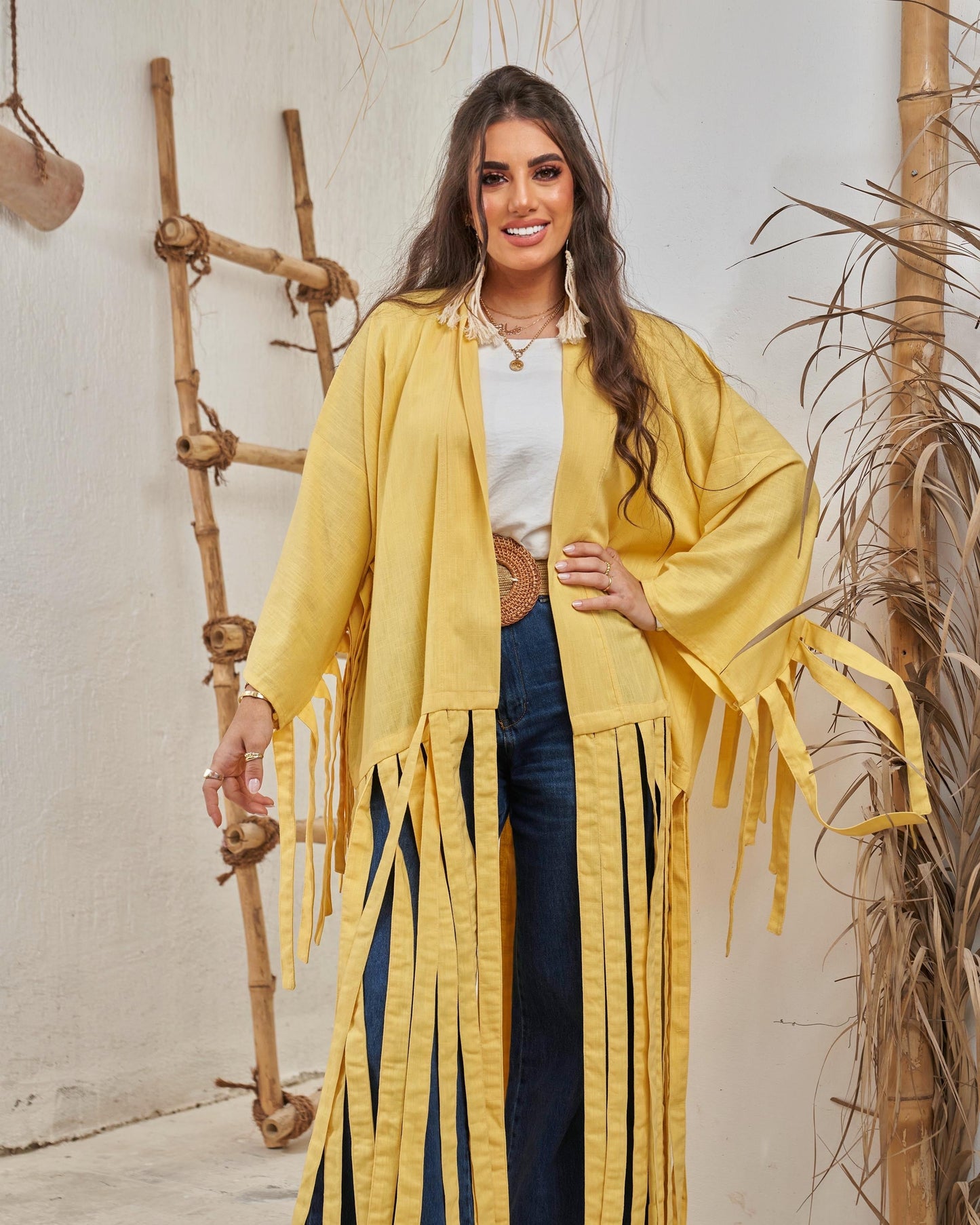 Yellow Fluffy Abaya