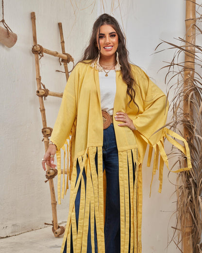 Yellow Fluffy Abaya