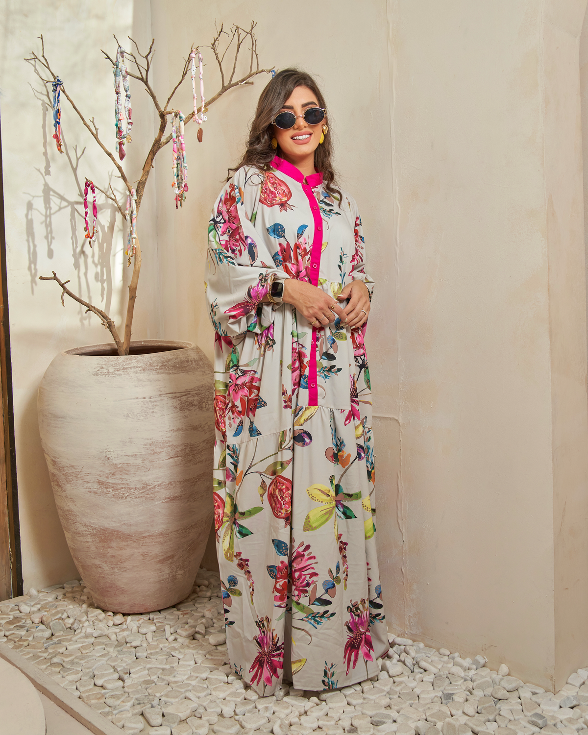 Floral Symphony Jalabiya Dress