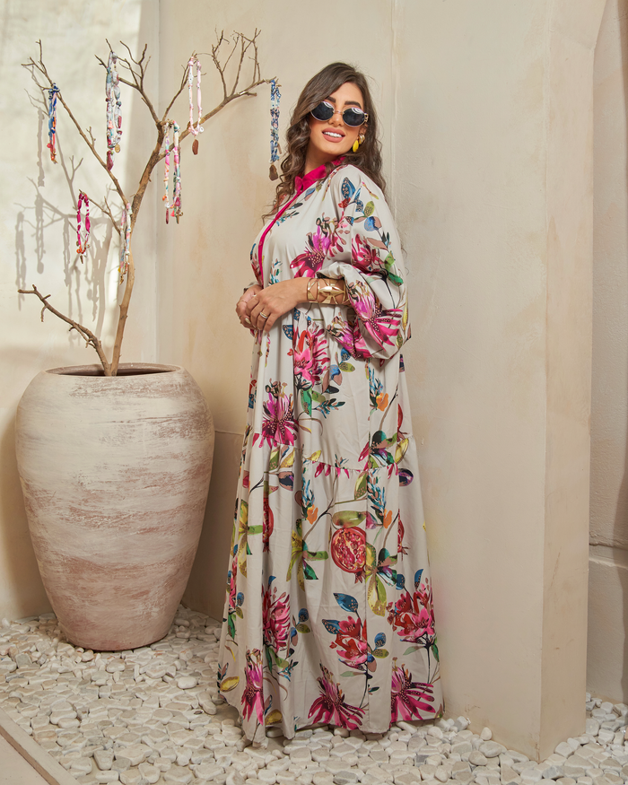 Floral Symphony Jalabiya Dress