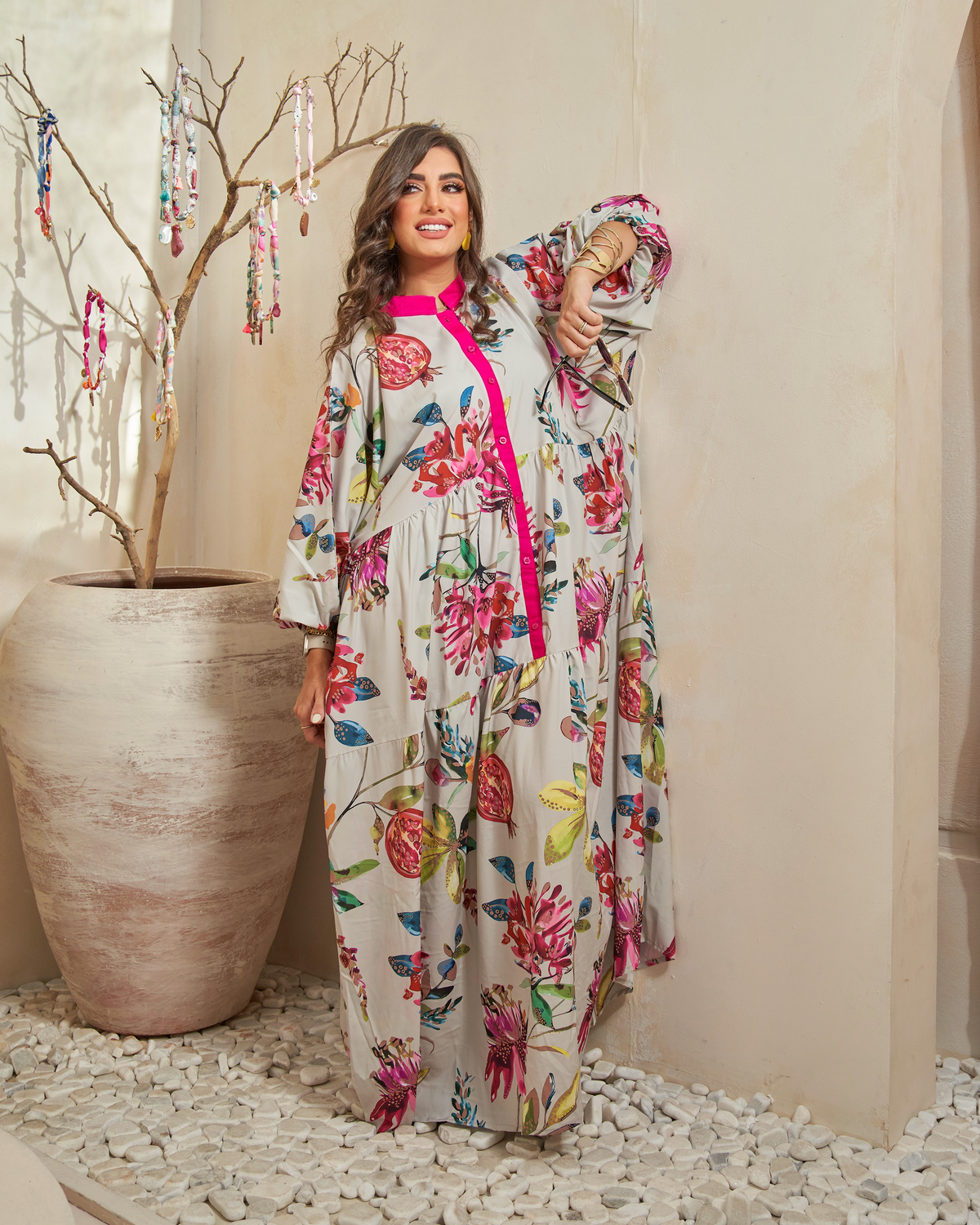 Floral Symphony Jalabiya Dress