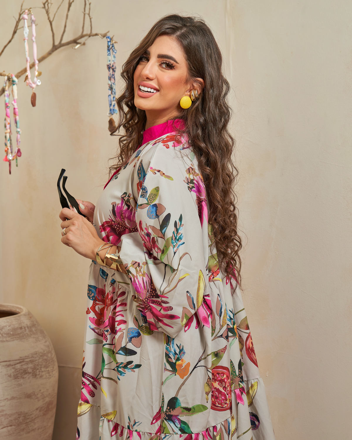 Floral Symphony Jalabiya Dress