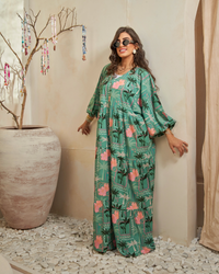 Emerald Bloom Jalabiya Dress