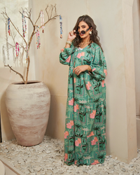Emerald Bloom Jalabiya Dress