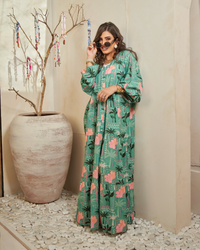 Emerald Bloom Jalabiya Dress