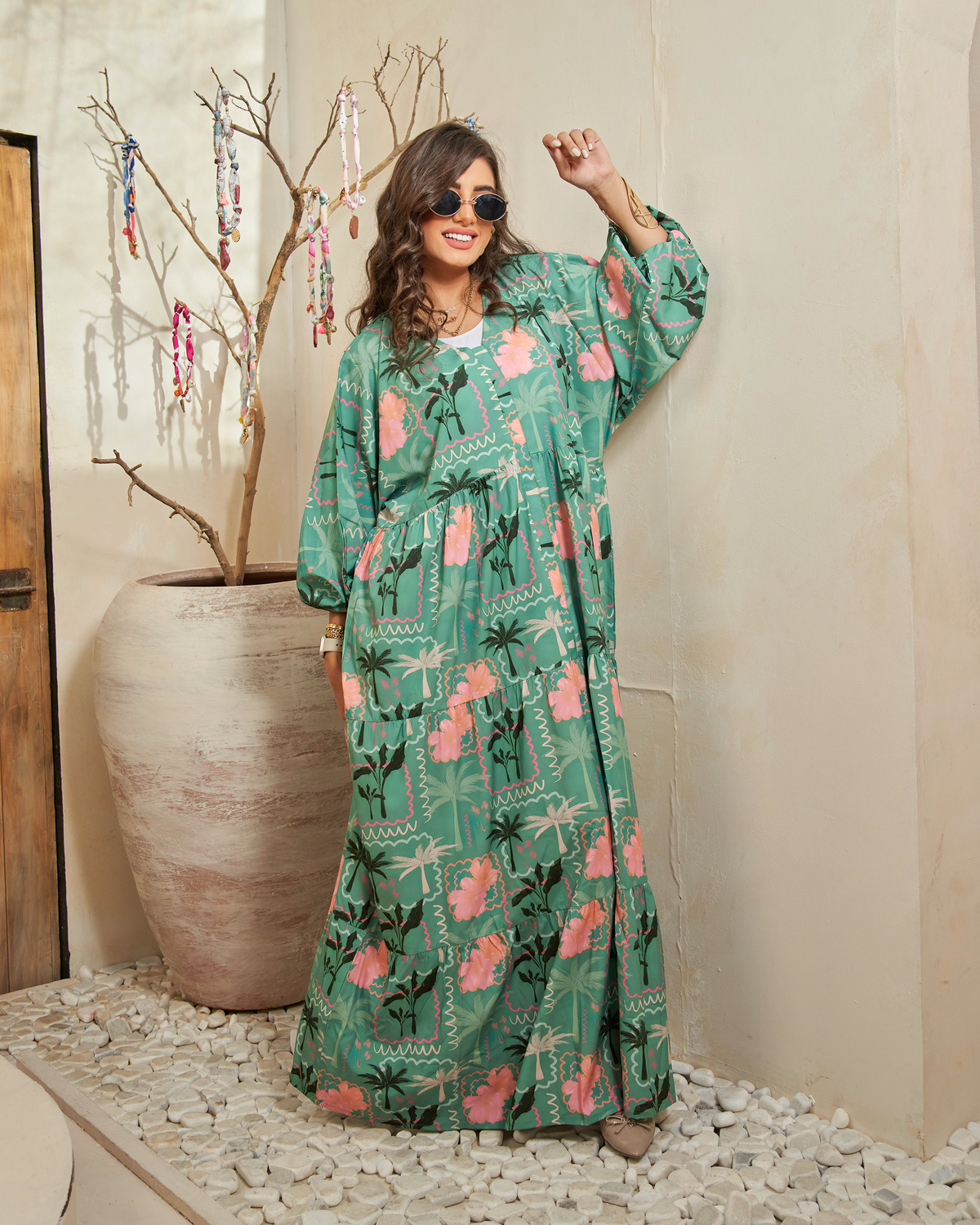 Emerald Bloom Jalabiya Dress