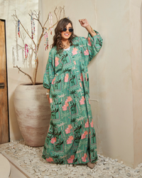 Emerald Bloom Jalabiya Dress
