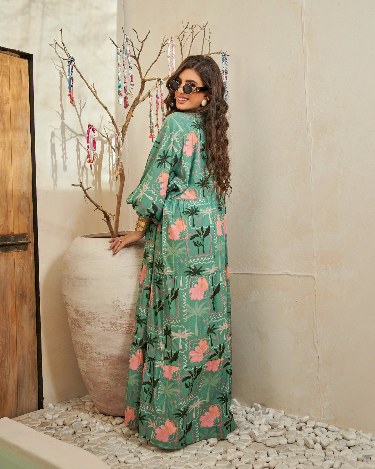 Emerald Bloom Jalabiya Dress