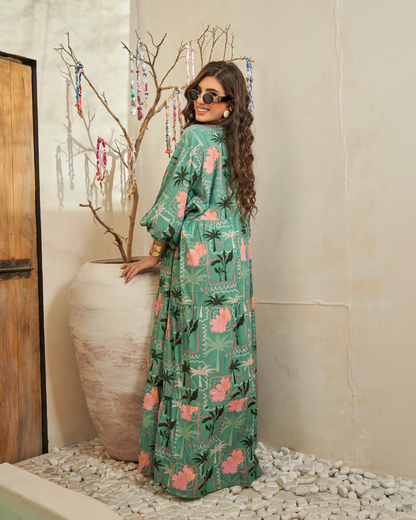 Emerald Bloom Abaya