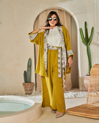 The "Mustard Glow" Embroidered Linen Suit