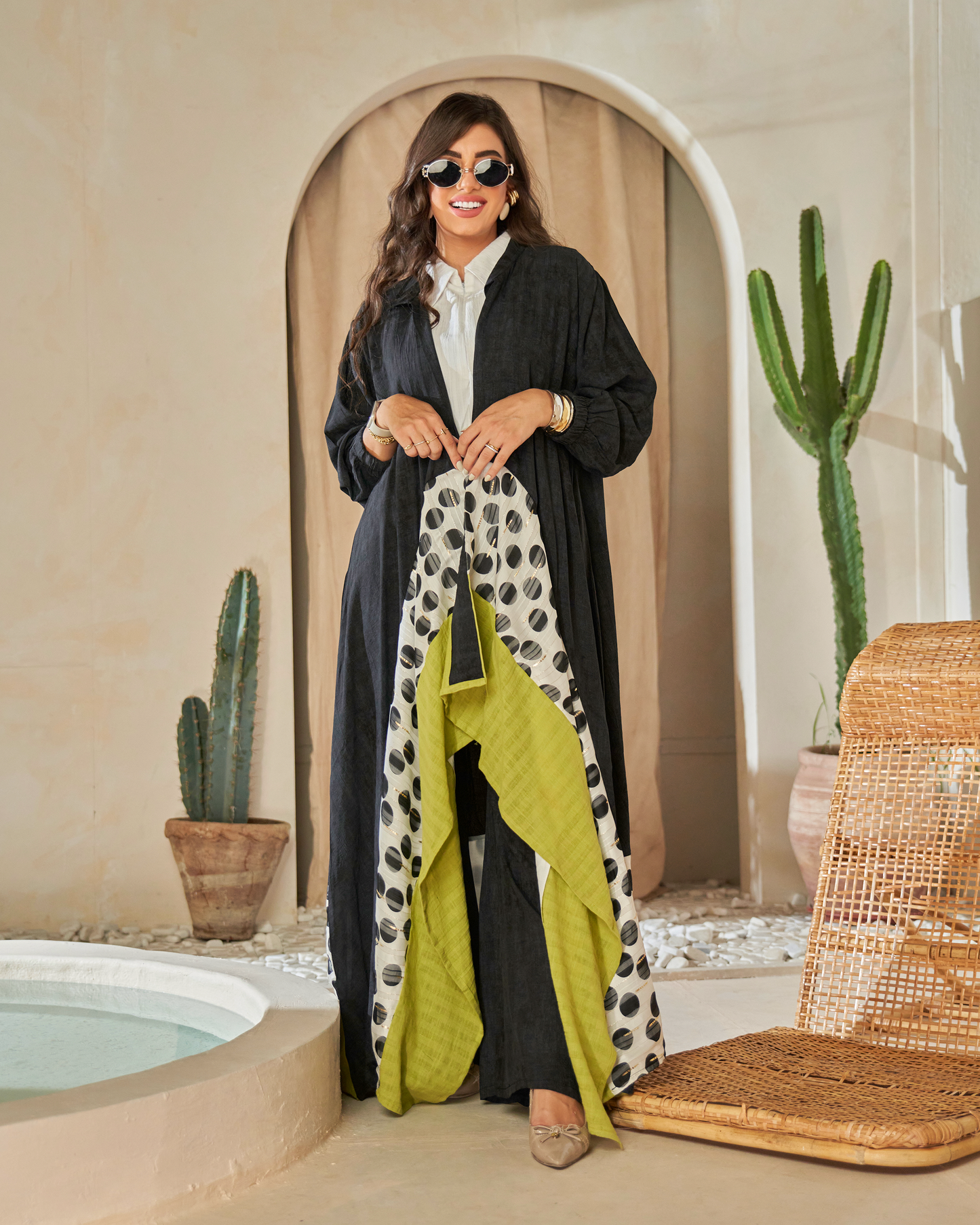 Black & Olive Layered Abaya