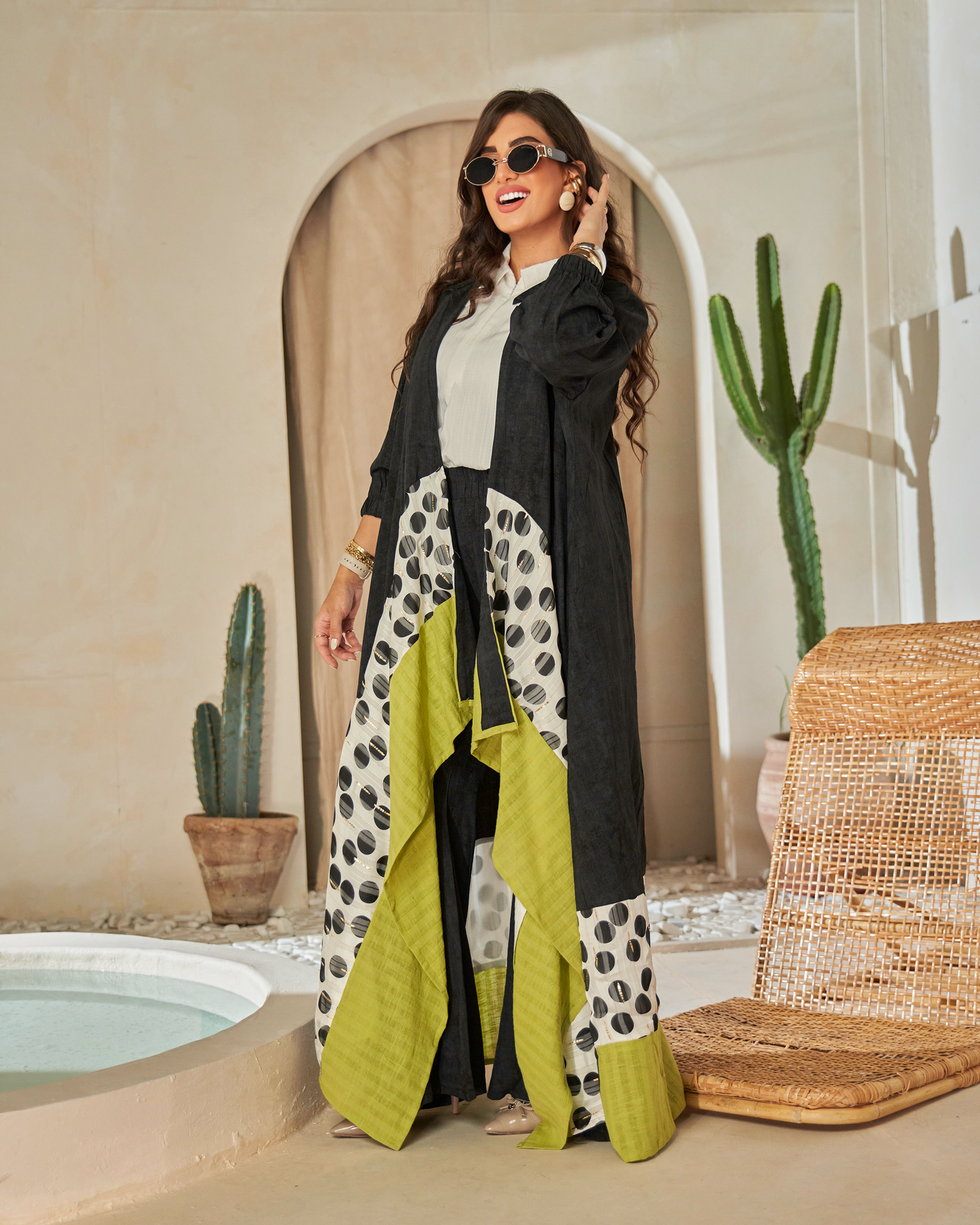 Black & Olive Layered Abaya