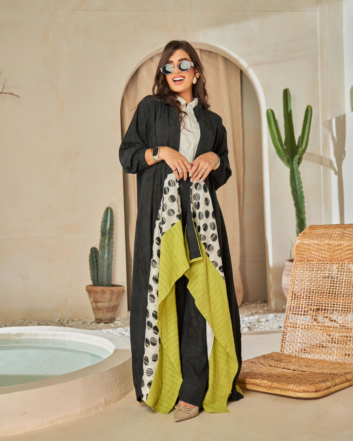 Black & Olive Layered Abaya