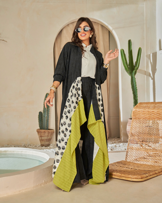 Black & Olive Layered Abaya