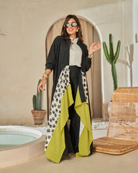 Black & Olive Layered Abaya